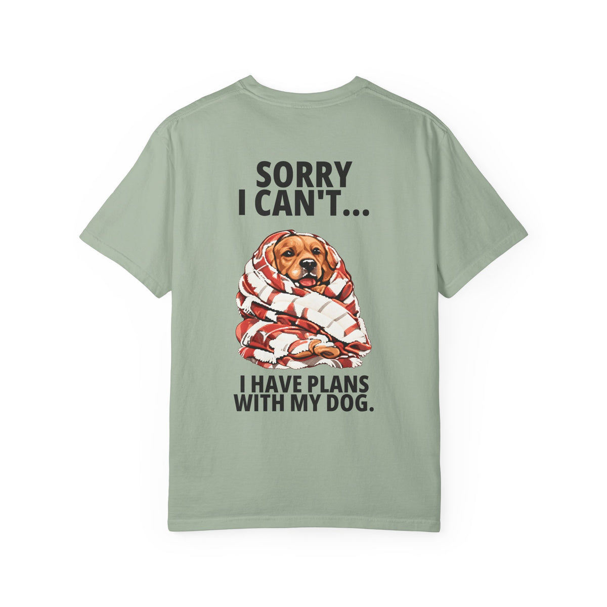 Sorry I Can't, I Have Plans With My Dog Tee in Bay, back view