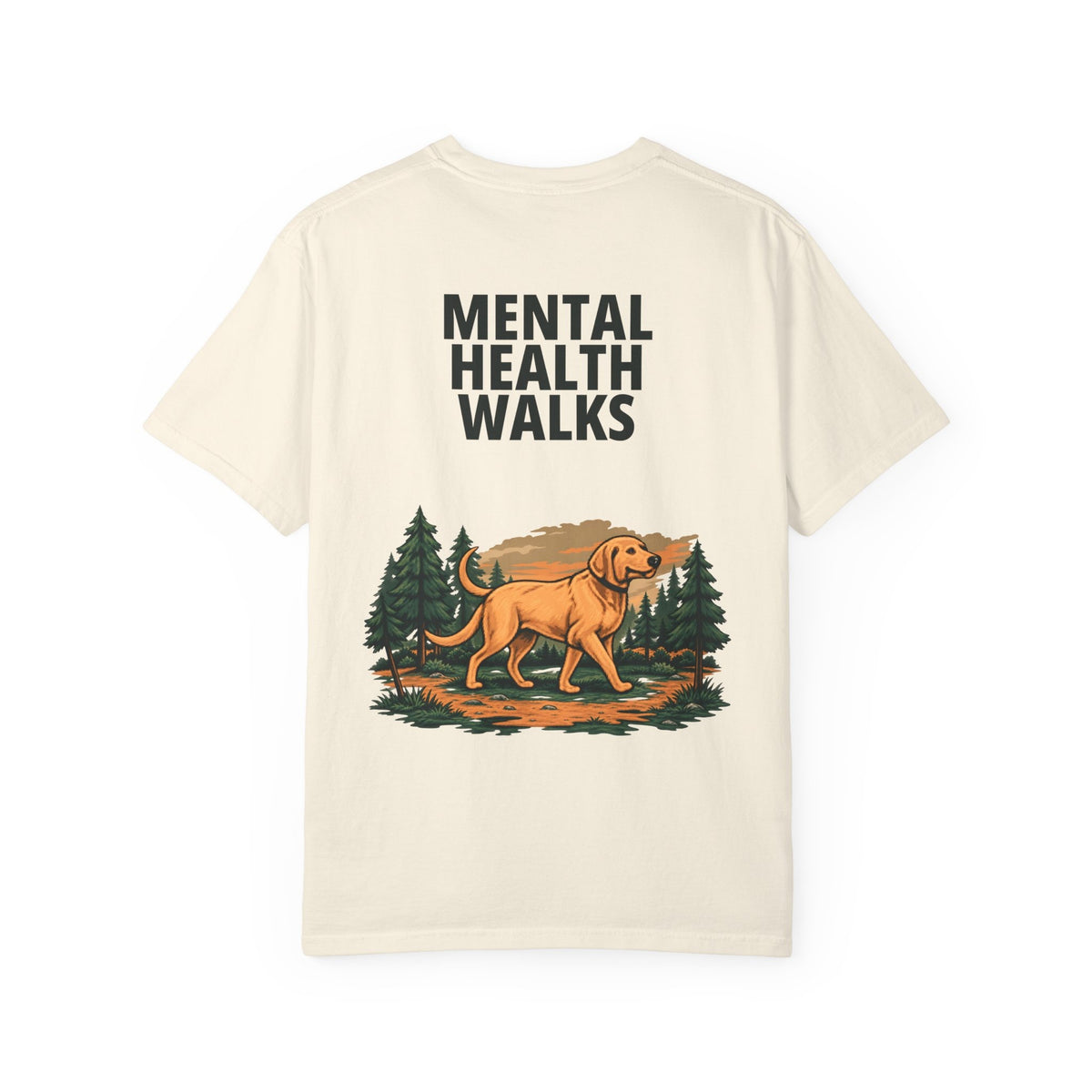 Mental Health Walks Tee in Ivory, back view flat lay