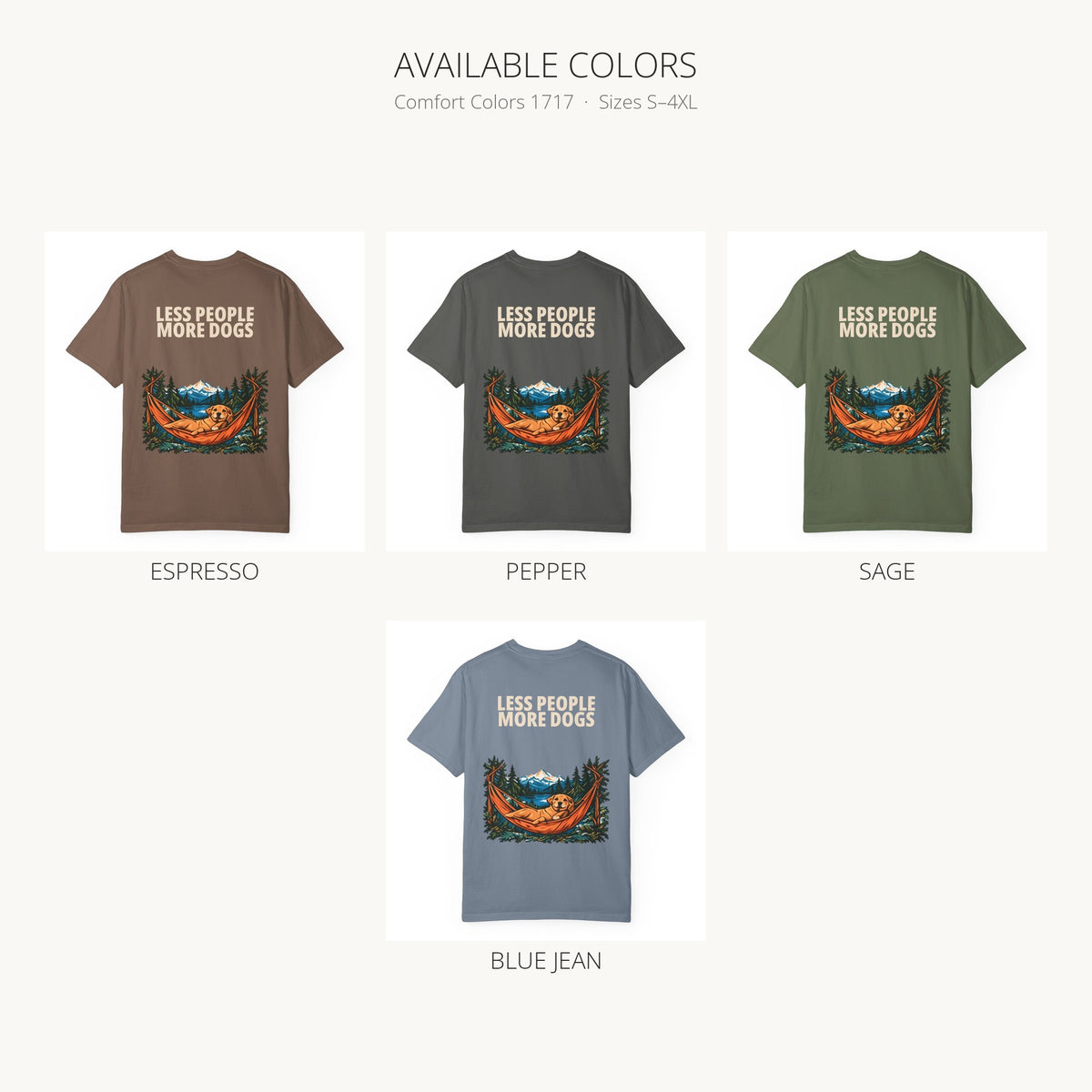 Less People More Dogs Tee available colors
