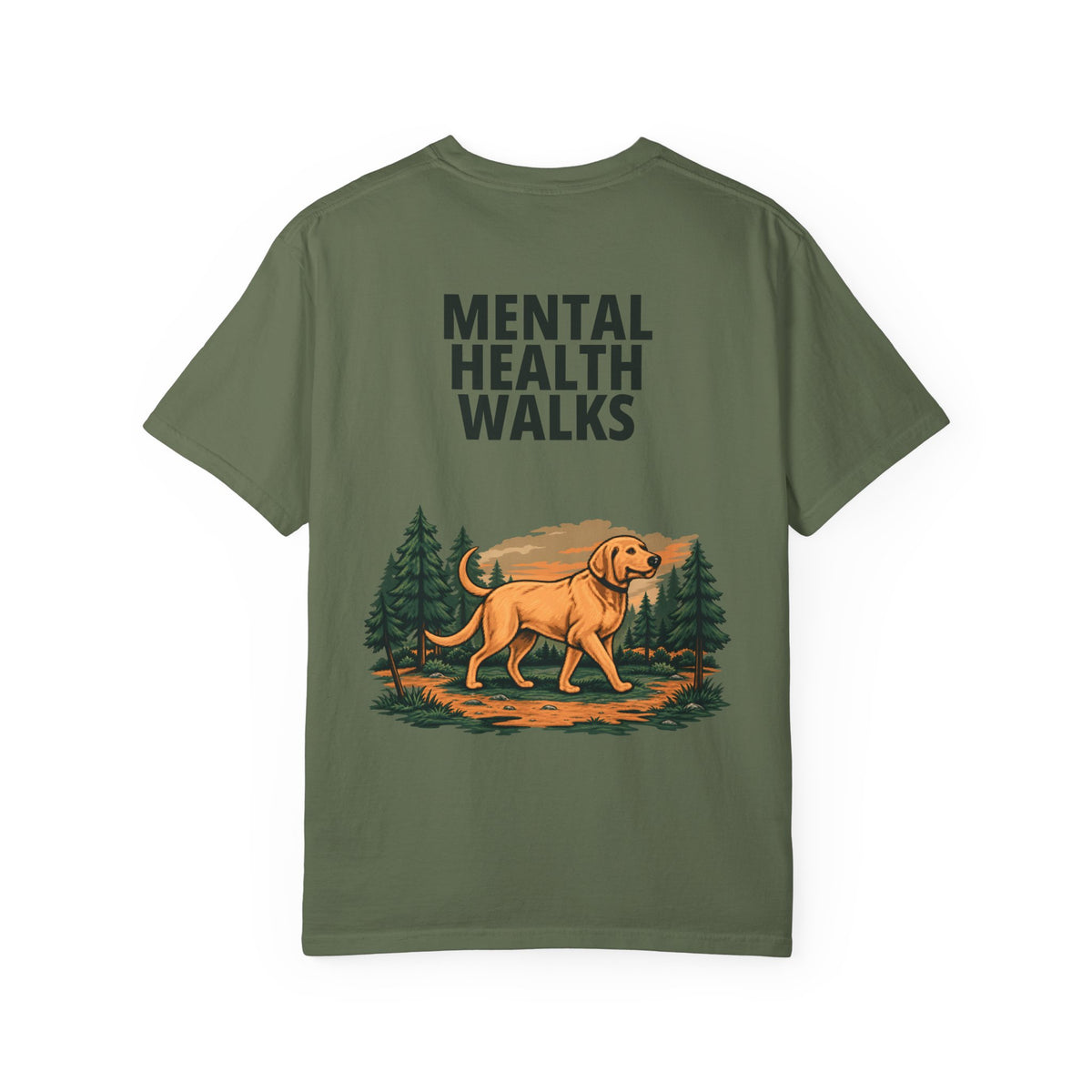 Mental Health Walks Tee in Sage, back view
