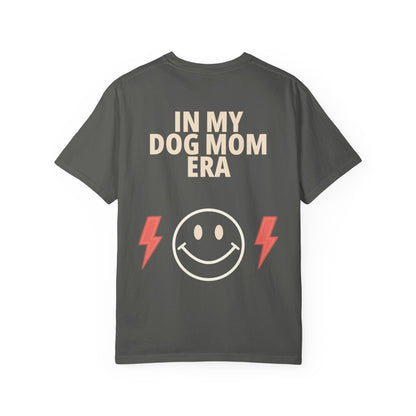 In My Dog Mom Era Tee in Pepper, back view flat lay
