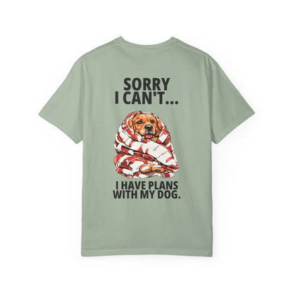 Sorry I Can't, I Have Plans With My Dog Tee in Bay, back view