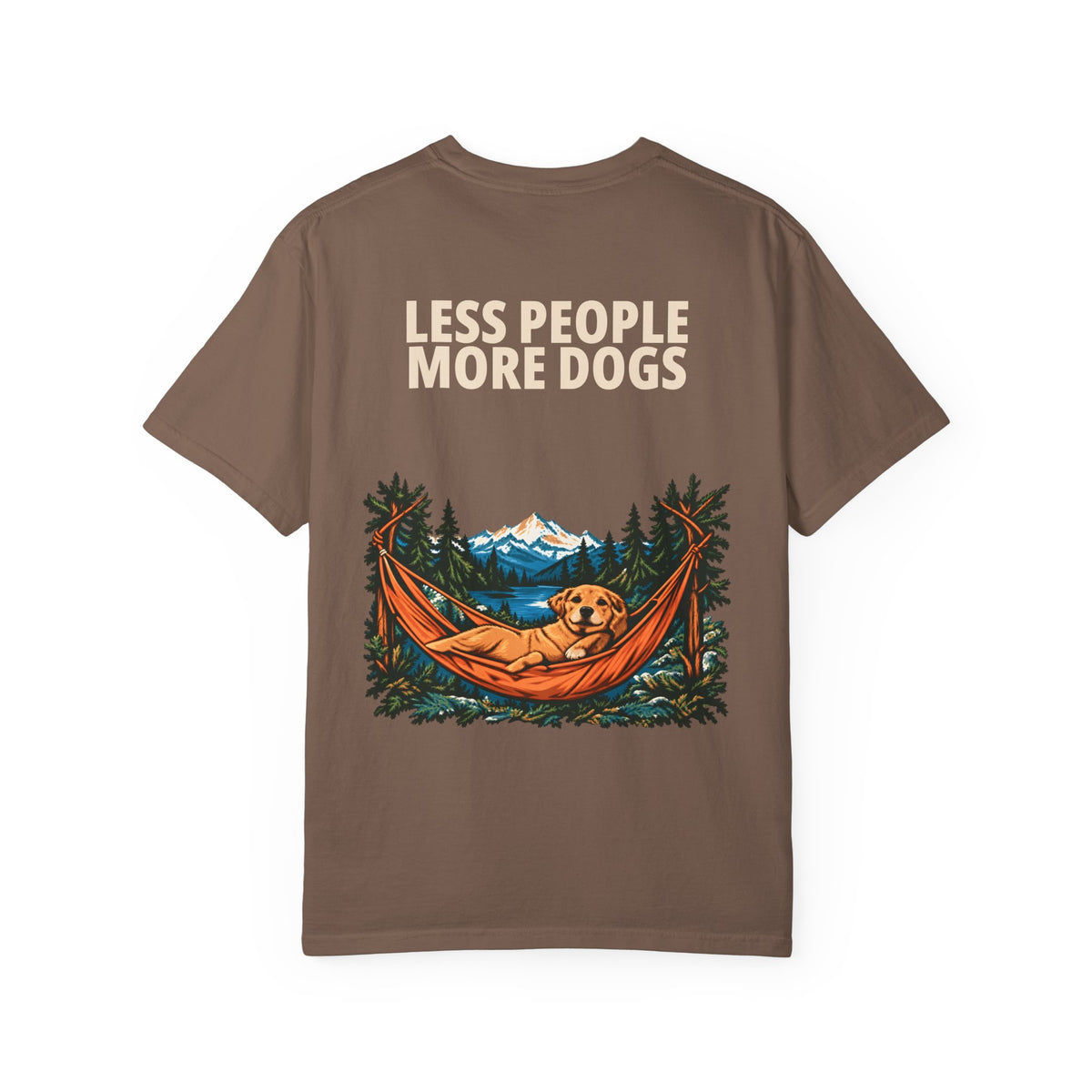 Less People More Dogs Tee in Espresso, back view