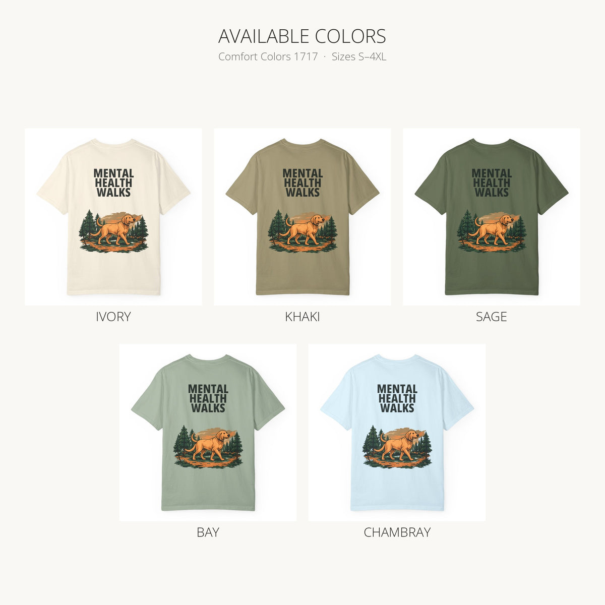 Mental Health Walks Tee available colors